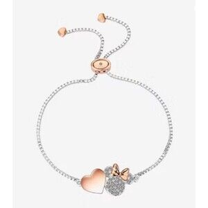 Disney Minnie 8.5" Pure Silver Over Brass Bolo Charm Bracelet-Box-NWT